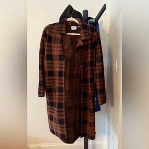 Cyrus Open Plaid Sweater Coat